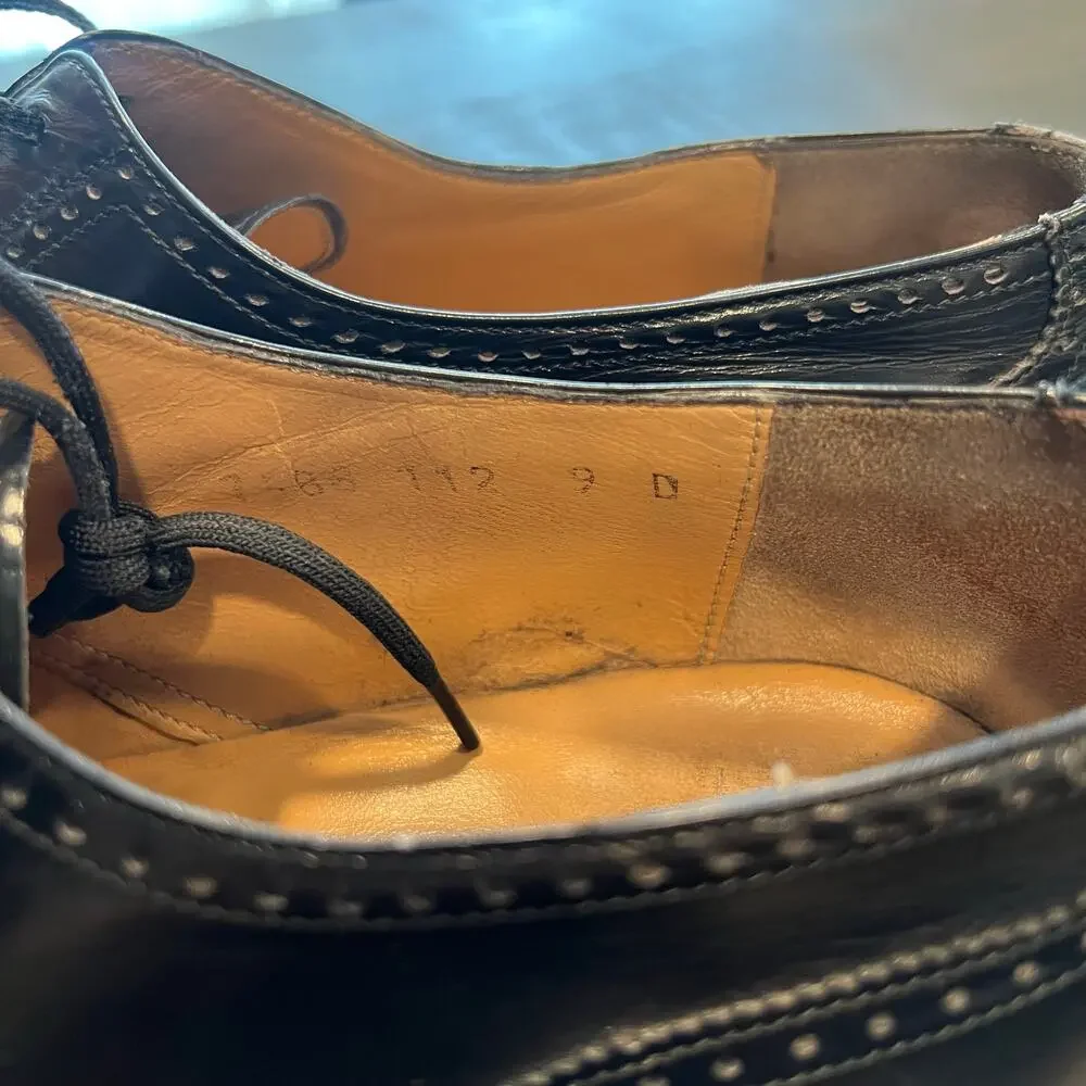 Salvatore Ferragamo black leather oxford dress shoes with lace size 9 men